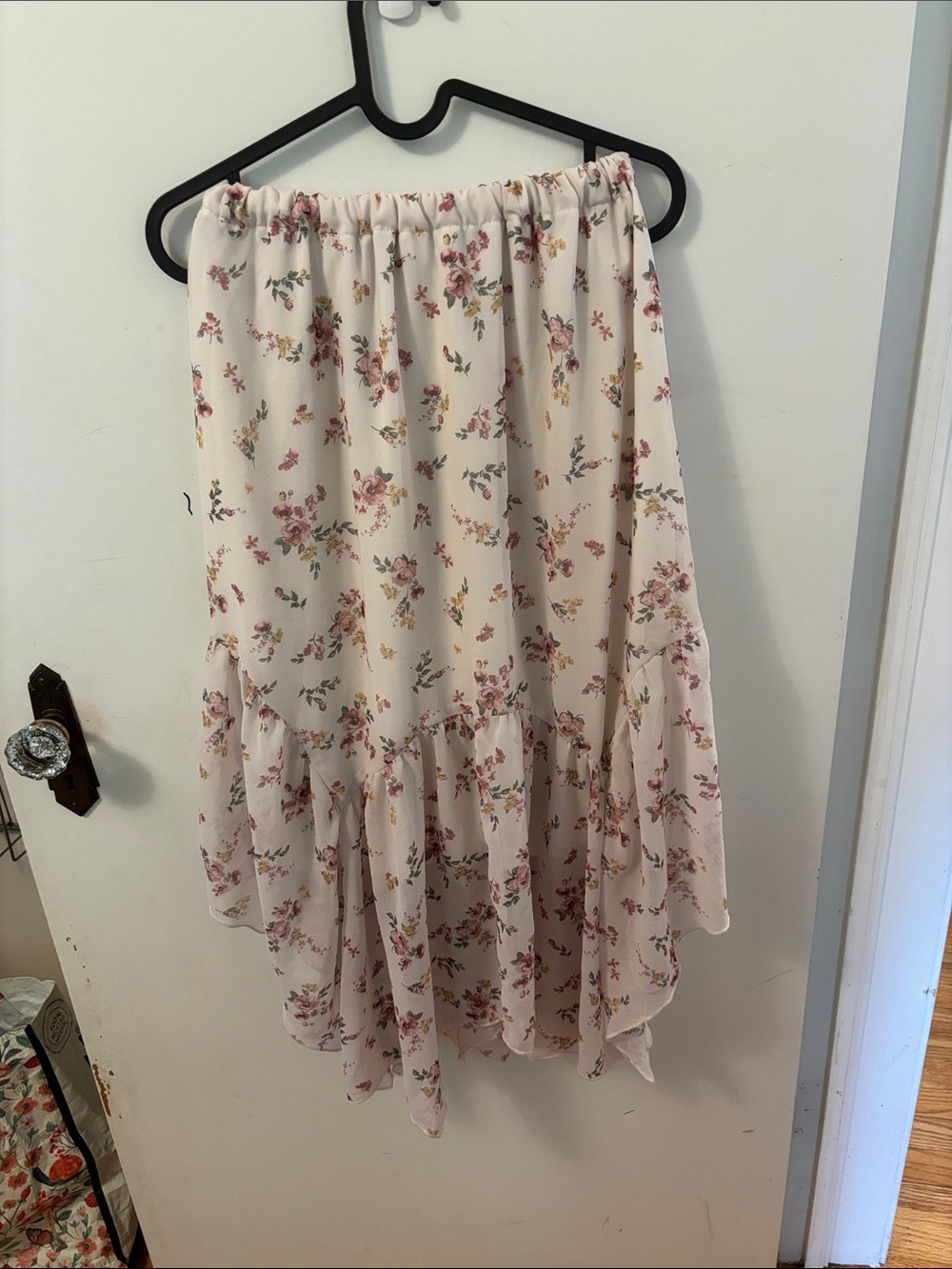 Altar'd State Soft Cream Floral High-Low Skirt